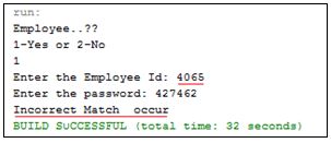 If EmpID or Password are incorrect